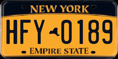 NY license plate HFY0189