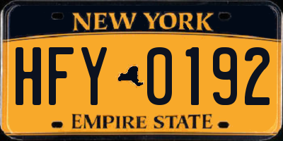 NY license plate HFY0192