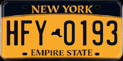 NY license plate HFY0193