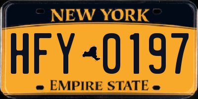 NY license plate HFY0197