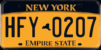 NY license plate HFY0207