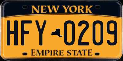 NY license plate HFY0209