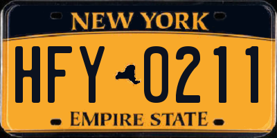 NY license plate HFY0211
