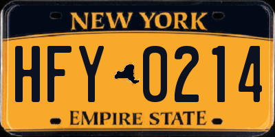 NY license plate HFY0214