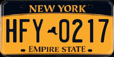 NY license plate HFY0217