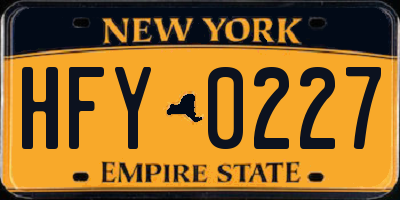 NY license plate HFY0227