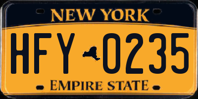NY license plate HFY0235