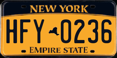 NY license plate HFY0236