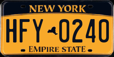 NY license plate HFY0240