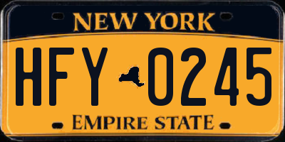 NY license plate HFY0245