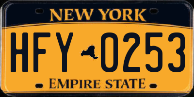 NY license plate HFY0253
