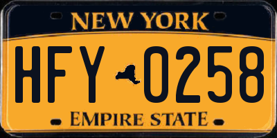 NY license plate HFY0258