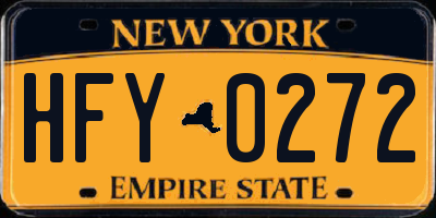 NY license plate HFY0272