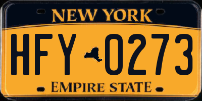 NY license plate HFY0273