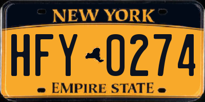 NY license plate HFY0274