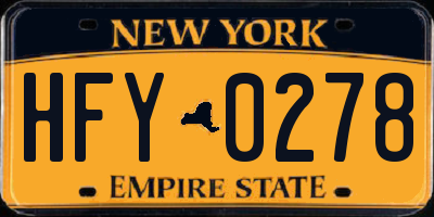 NY license plate HFY0278