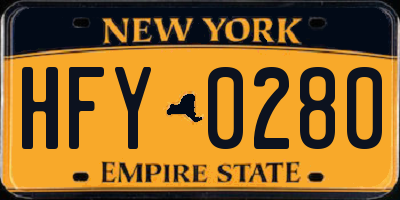 NY license plate HFY0280