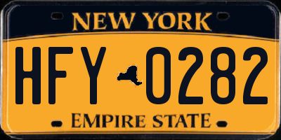 NY license plate HFY0282