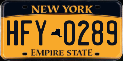 NY license plate HFY0289