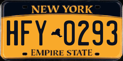 NY license plate HFY0293