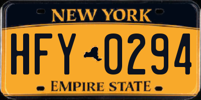 NY license plate HFY0294