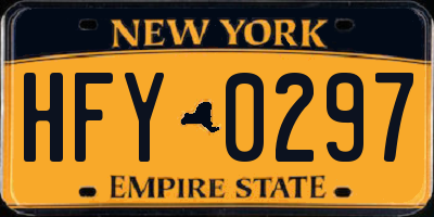 NY license plate HFY0297