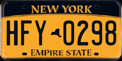 NY license plate HFY0298