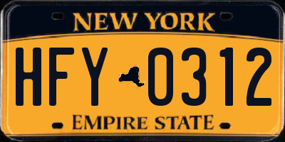 NY license plate HFY0312