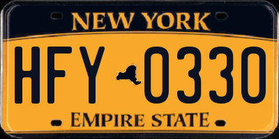 NY license plate HFY0330