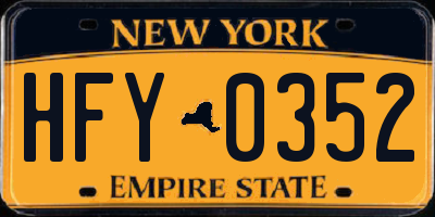 NY license plate HFY0352