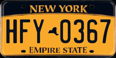 NY license plate HFY0367