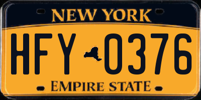 NY license plate HFY0376