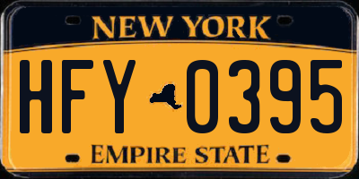 NY license plate HFY0395