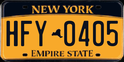 NY license plate HFY0405