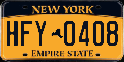 NY license plate HFY0408