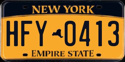 NY license plate HFY0413