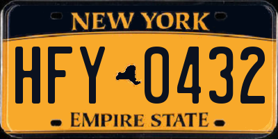 NY license plate HFY0432