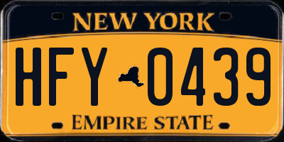 NY license plate HFY0439