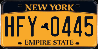 NY license plate HFY0445
