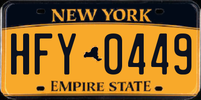 NY license plate HFY0449