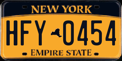 NY license plate HFY0454