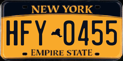 NY license plate HFY0455