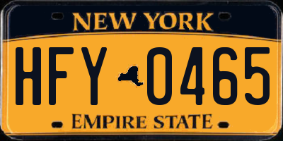 NY license plate HFY0465