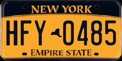 NY license plate HFY0485