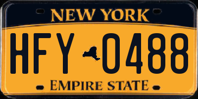 NY license plate HFY0488