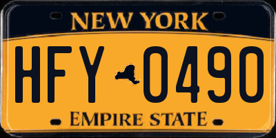 NY license plate HFY0490