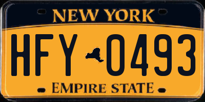 NY license plate HFY0493