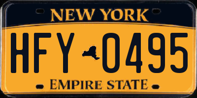 NY license plate HFY0495