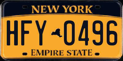 NY license plate HFY0496