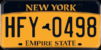 NY license plate HFY0498